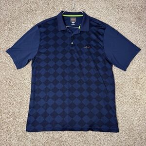 Greg Norman for Tasso Elba Polo Shirt XL Blue Argyle PlayDry Golf Performance